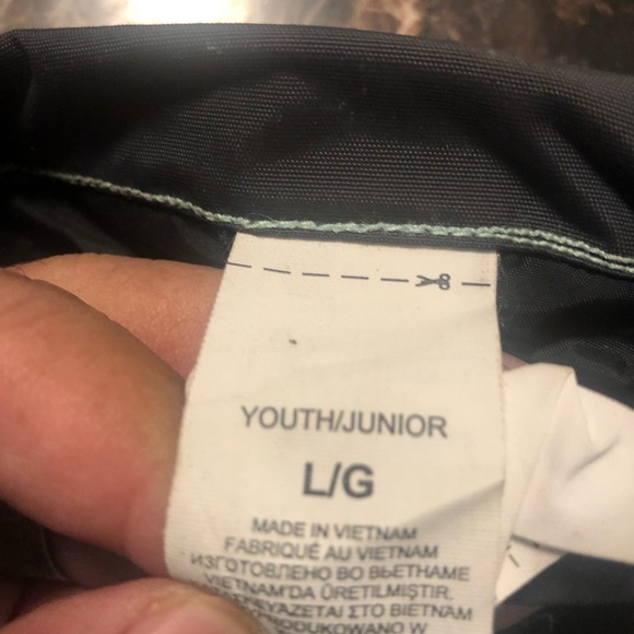 North Face Dark Gray Teal Blue Junior Mitten Winter Gloves Size Large - Picture 8 of 9